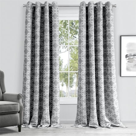 Palacedesigns 84 in. Silver Interlock Pattern Window Curtain Panel PA3669133